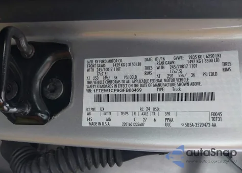 2016 Ford F-150 Xlt z USA, uszkodzony, nr VIN 1FTEW1CP6GFB08469